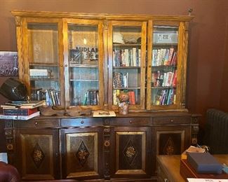 Ornate French Inlaid Mahogany Bookcase