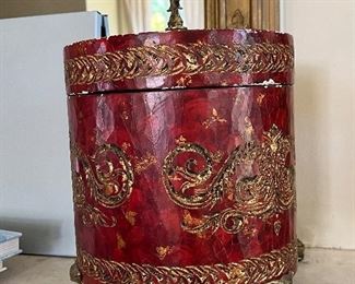 Maitland Smith Red Partial Gilt Table Box