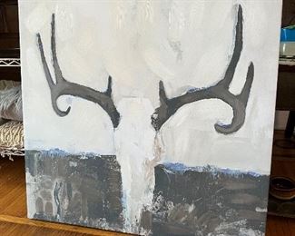 Ultra Modern Oil Painting of Longhorns