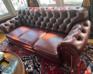 Red Leather Chesterfield Sofa