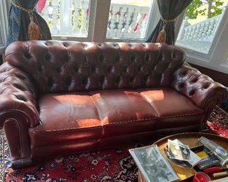 Red Leather Chesterfield Sofa