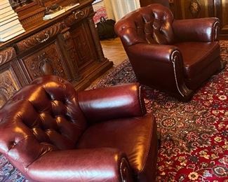 Red Leather Chesterfield Chairs
