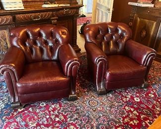Red Leather Chesterfield Chairs