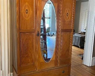 Vintage French Belle Epoque Mahogany Armoire