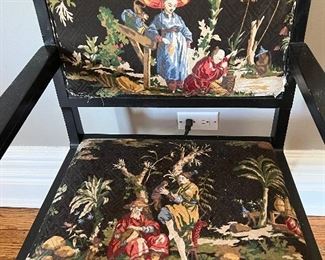 Mid Century Modern Chair with Chinoiserie Fabric 