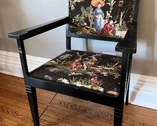 Mid Century Modern Chair with Chinoiserie Fabric 