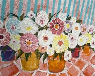 Post Modern Bouquet Oil Painting sgd. TIROSO