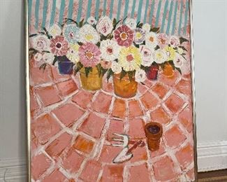Post Modern Bouquet Oil Painting sgd. TIROSO
