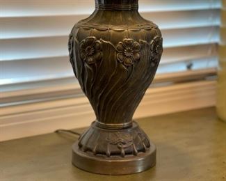 Large Antique Stain Glass Table Lamp