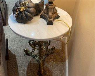 Hollywood Regency Style Marble Top Side Table