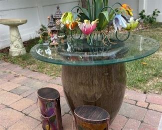 Glass Topped Planter Table