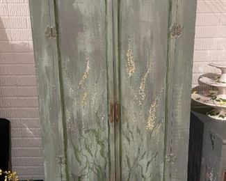 Hand Painted Distressed Armoire Cabinet