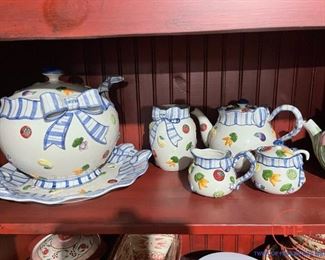 Fitz and Floyd Soup Turen and Teapot Set