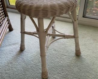 White Rattan Stool