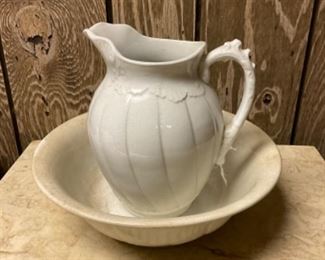 Iron Stone China Pitcher and Bowl