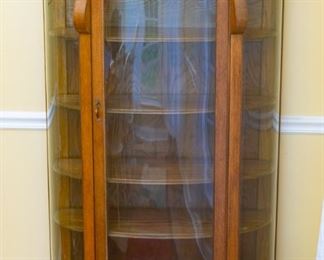 Antique Oak Curio Cabinet. 36 in W x 16 in D x 60 in H
