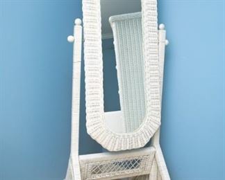 Wicker Mirror on Stand. 22.5 in W x 65 in H