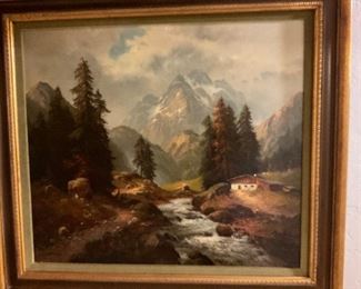 Oil on canvas mountain scape 