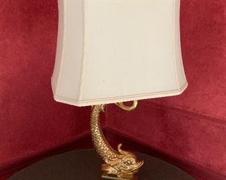 Stunning brass koi fish lamp marked PH.  