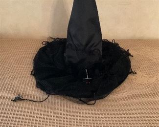 Vintage Dept 56 witch’s hat with sequins and spiders. 