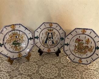 Antique French faience Heraldic plates 