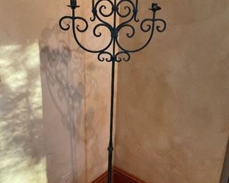 Wrought metal floor standing candleholder 