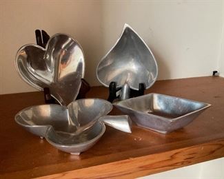 4 piece aluminum playing card snack set