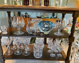 Waterford Lismore brandy snifters and vases. Waterford Lismore wine clarets 