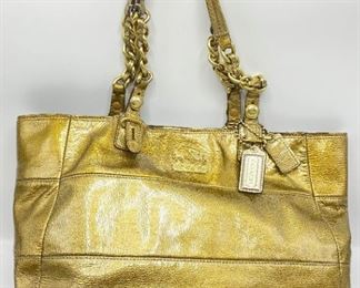 Coach Gallery East West Tote Gold Metallic Patent Leather C1093-15373
Lot #: 1