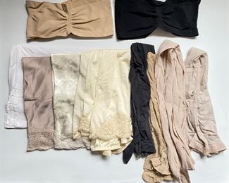 4 Vintage Slips Including Christian Dior, 4 Vintage Stockings & 2 Donna Karan Strapless Bras
Lot #: 161