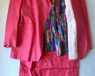 Vintage Dana Cote D'azur Skirt Suit & Cassat Silk Blouse, Size 40 & 8
Lot #: 129