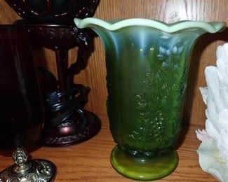 vintage green glass vase