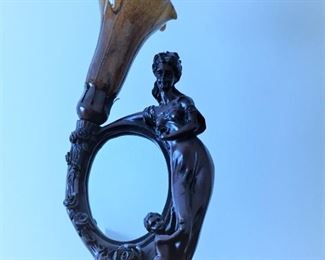 victorian woman lamp with lily shade