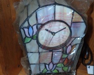 stained glass round top clock