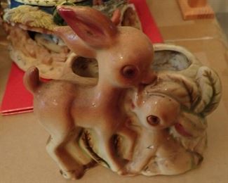 VTG DEER & BUNNY VASE