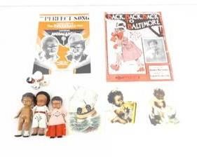 Lot of Vintage Black Americana Ephemera, Figurines, Advertising Cards, etc.