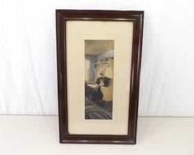 RARE 1916 Wallace Nutting Pencil Signed 13" x 22" Framed Print