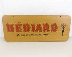 Vintage French Wood 24" x 10" Two Sided Hediard Plaque