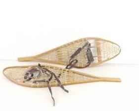 Vintage Torpedo Wood and Sinew Snow Shoes