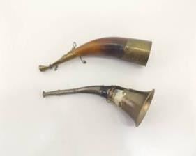 2 Authentic Bone Powder Horns