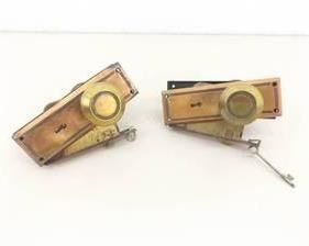 2 Antique Brass and Copper Doorplates, Locks, and Appropriate Skeleton Keys