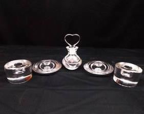 Lot of Orrefors Perfume Bottle and Votives