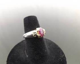 14k and .925 Sterling Silver Oval Cut Ruby Ring Size 6