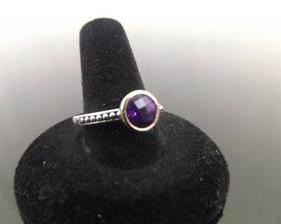 14k and .925 Sterling Silver Disco Cut Amethyst Ring Size 10