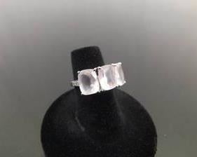 .925 Sterling Silver Rose Quartz Ring Size 5.25