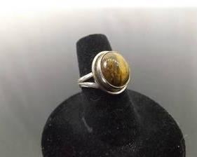 .925 Sterling Silver Tigers Eye Ring Size 6