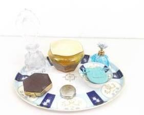 Vintage Noritake Porcelain Dresser Tray, Perfume Bottles, Compacts, etc.