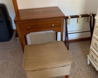 sewing machine in cabinet /sewing stool
