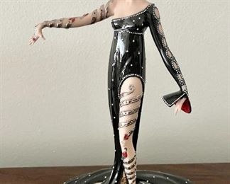 Limited Edition Franklin Mint Art Deco "Pearls & Rubies" porcelain figure, approx 9"
