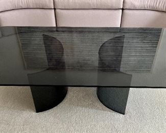 Art Deco black glass coffee table